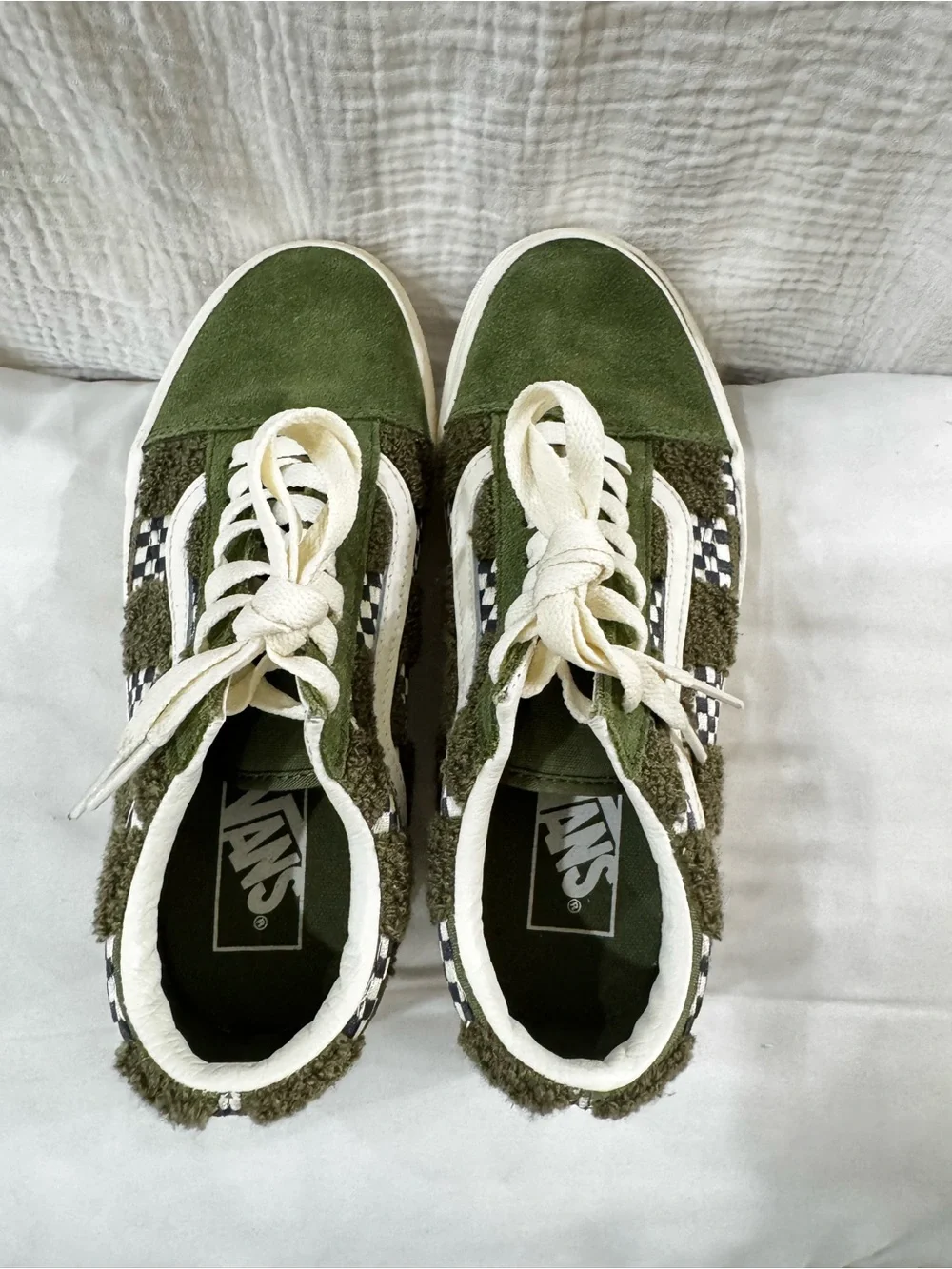 Vans Olive Green High-Top Checkerboard Suede Sneakers
